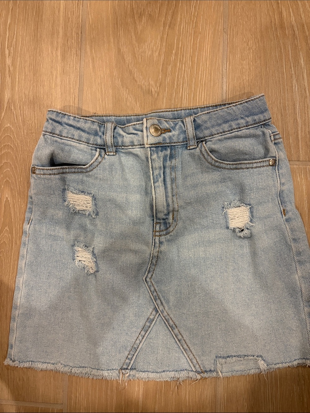 Art Class Girls Light Blue Distressed Denim Mini Skirt